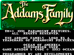 Addams Family, The (Europe) Title Screen